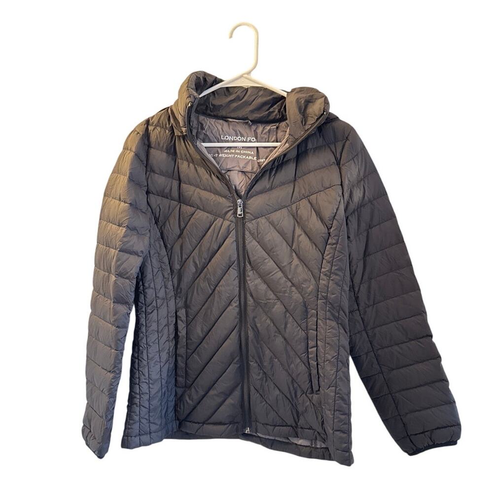 London Fog Medium Black Hooded Puffer Jacket